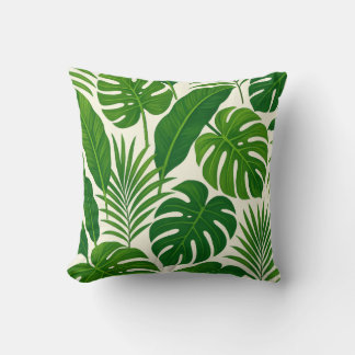 Minimal Greenery Leaves Botanical Throw Pillow
