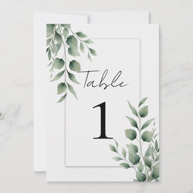 Minimal Greenery Leaves Modern White Wedding Invitation (Front)