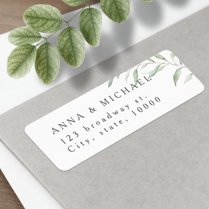 Minimal greenery rustic wedding return address