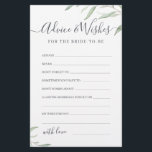 Minimal greenery wedding advice & wishes card<br><div class="desc">These advice & wishes cards are sweet keepsakes for the bride and couple,  features watercolor botanical foliage greenery design and stylish modern script,  simple and elegant,  great activity for modern rustic bridal shower,  botanical garden wedding parties. 
See all the bridal shower games in collection.</div>