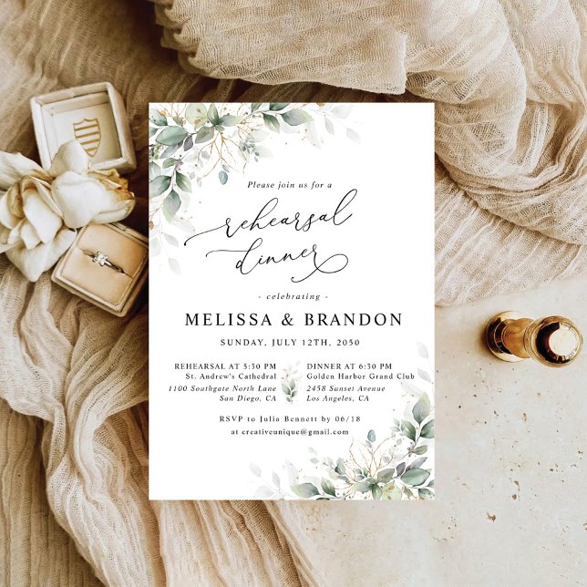 Minimal Greenery Wedding Rehearsal Dinner Invitation (Creator Uploaded)