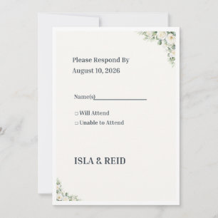 Minimal Greenery Wedding RSVP Card Elegant Flora