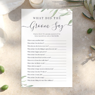 Minimal greenery what did the groom say game