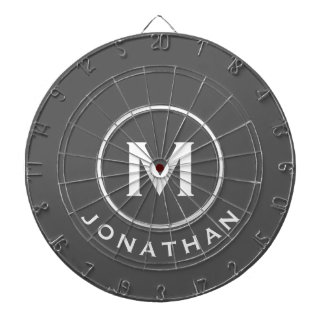 Minimal Grey Classic Monogram Name Dartboard