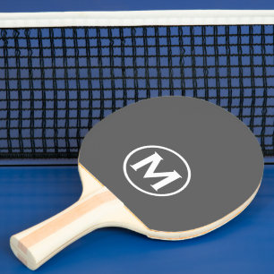 Minimal Grey Classic Monogram Ping Pong Paddle