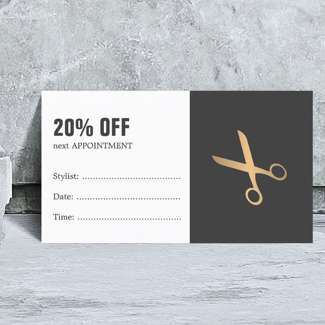 Minimal Grey Faux Gold Hair Appointment Coupon (Creator Uploaded)