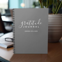 Minimal Grey Gratitude Journal - calligraphy