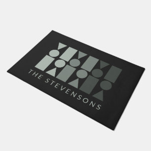 Minimal Grey Green Geometric Design Personalized   Doormat