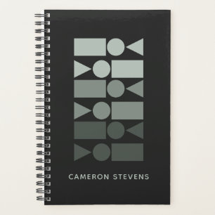 Minimal Grey Green Geometric Design Personalized   Planner