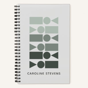 Minimal Grey Green Geometric Shapes Personalized  Notebook