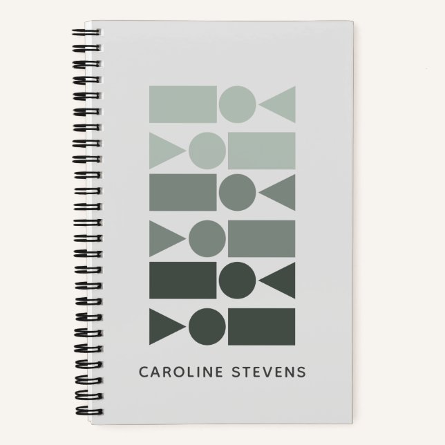 Minimal Grey Green Geometric Shapes Personalized  Notebook (Front)