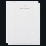 Minimal Grey Monogram Plush White Damask Pattern Letterhead<br><div class="desc">Simple and elegant design with a grey monogram on a beautiful plush white damasks background.</div>