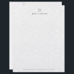 Minimal Grey Monogram Plush White Damask Pattern Letterhead<br><div class="desc">Simple and elegant design with a grey monogram on a beautiful plush white damasks background.</div>