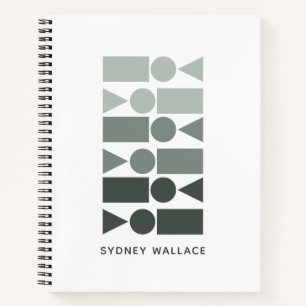 Minimal Grey Ombre Geometric Shapes Personalized Notebook