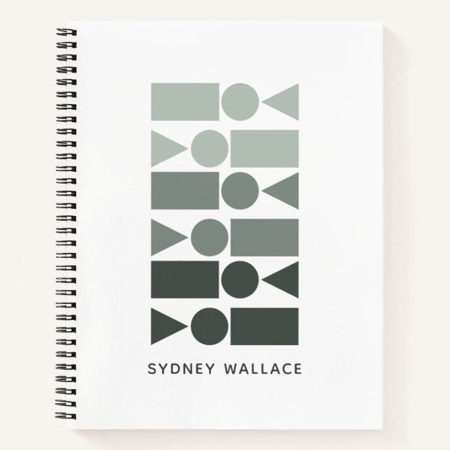 Minimal Grey Ombre Geometric Shapes Personalized Notebook (Front)