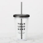 Minimal Grey Personalized Clear Tumbler with Straw