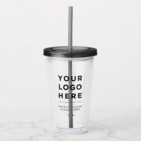 Minimal Grey Personalized Clear Tumbler with Straw