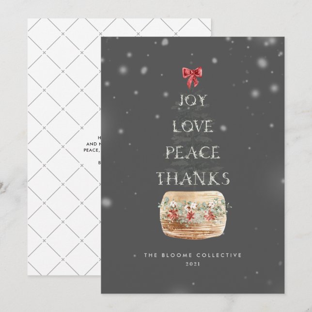  Minimal Grey Silver Snow Overlay Cute Typography  Holiday Card (Front/Back)