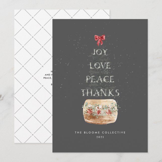  Minimal Grey Silver Snow Overlay Cute Typography Holiday Card (Front/Back)
