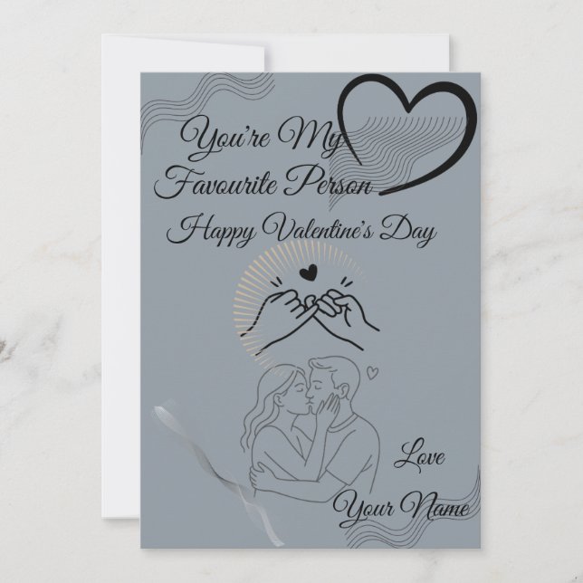 Minimal Grey Valentine’s Day Greeting Card |  (Front)