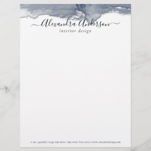 Minimal Grey Watercolor Elegant Script Letterhead