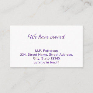 minimal grey we have moved add name address text business card