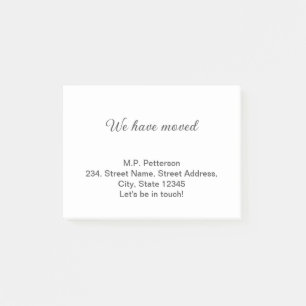 minimal grey we have moved add name address text  post-it notes