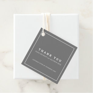 Minimal grey white outline  wedding thank you favour tags