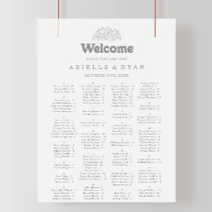 Minimal Grey Wildflower Alphabetical Seating Chart