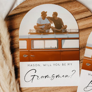Minimal Groomsman Proposal Card with Photo