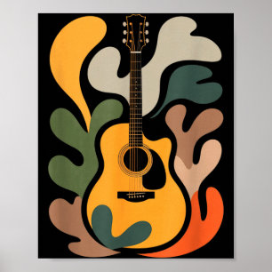 Minimal Guitar Abstract Art Funny Music Lover Guit Poster