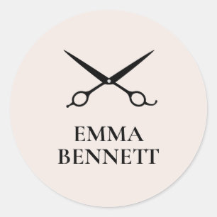 Minimal Hair Salon Blush Pink Scissors  Classic Round Sticker