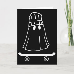 Minimal Halloween Ghost Skateboard And Skater Boys Card