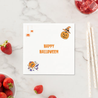 Minimal Halloween Party Pumpkin Napkin