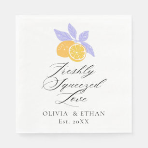 Minimal Hand drawn Lemon Summer Wedding Napkin