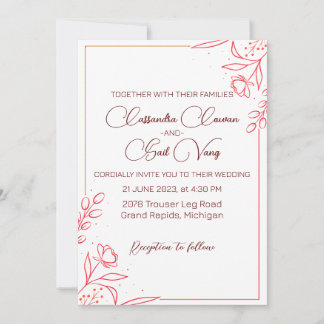 Minimal Hand drawn wedding Invitation