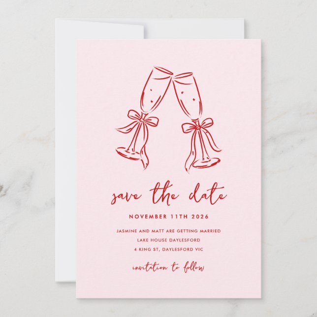 Minimal Hand Drawn Whimsical Doodle Save The Date (Devant)