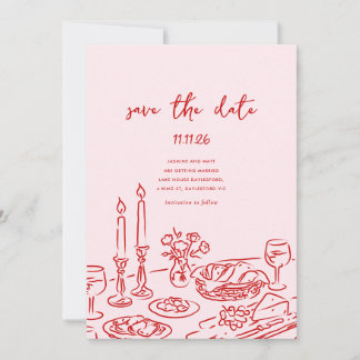 Minimal Hand Drawn Whimsical Doodle Save The Date