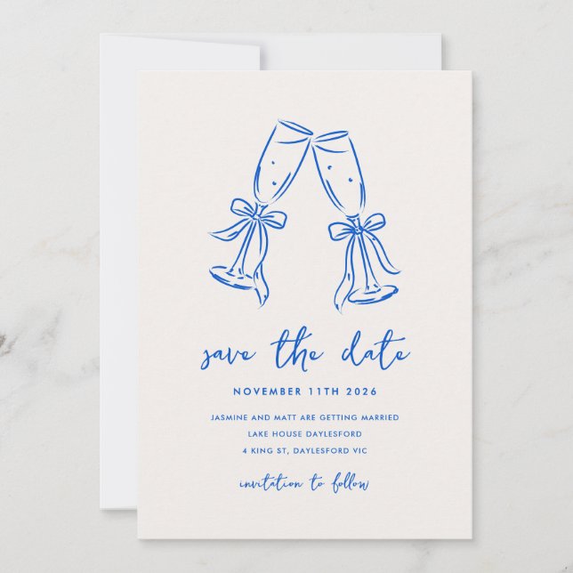 Minimal Hand Drawn Whimsical Doodle Save The Date (Devant)