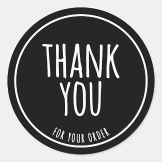 Minimal Handmade Feel Sage Green Thank You Black Classic Round Sticker