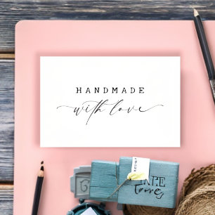 Minimal Handmade with Love Script Custom Logo  Business Card