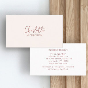 Minimal, Handwriting, Beige Business Card