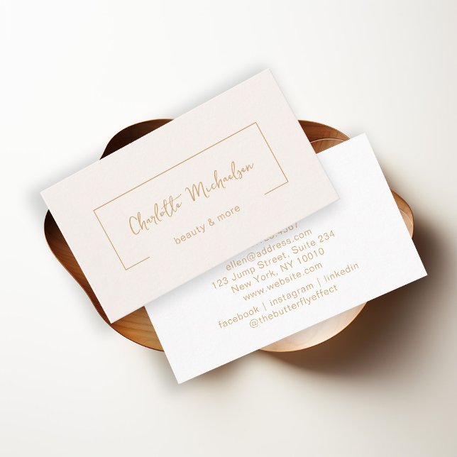 Minimal, Handwriting, Beige Business Card (Creator Uploaded)