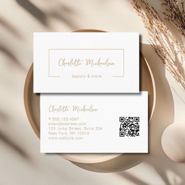 Minimal Handwriting White QR Code Business Card (Minimal Handwriting White QR Code Business Card)