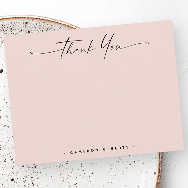 Minimal handwritten script light pink thank you card (Minimal handwritten script light pink thank you note card)