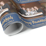 Minimal Happy Hanukkah Family Photo  Wrapping Paper<br><div class="desc">Minimal Happy Hanukkah Family Photo Wrapping Paper  features family photo template & a stylish typography .A perfect personalized design for Hanukkah. Please click on personalize button to customize it with your own family name & photos.</div>