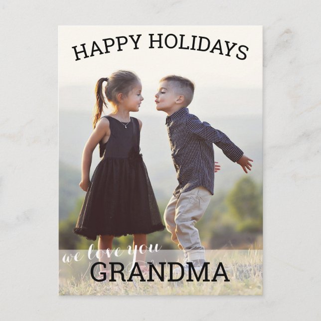 Minimal Happy Holidays Photo Postcard (Front)