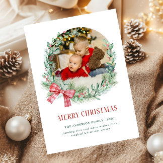 Minimal Happy Holidays Script Family 10 Photos Holiday Card