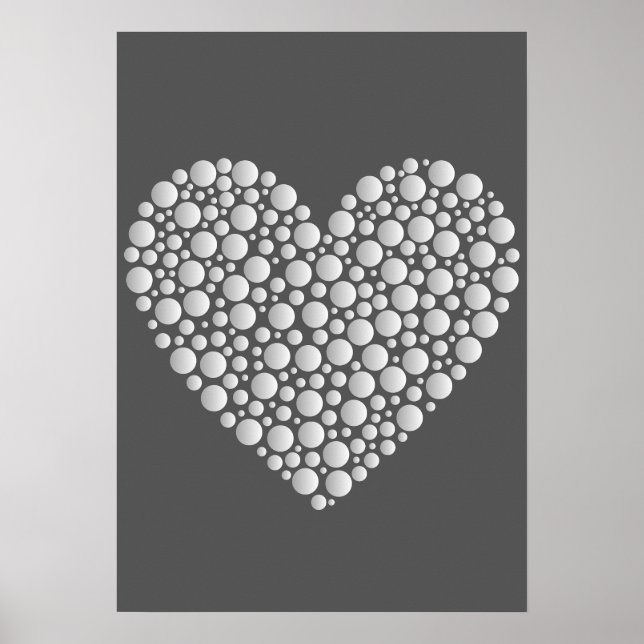 Minimal Heart Circles – White Gradient on Dark  Poster (Front)