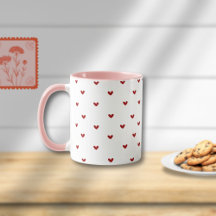 Minimal Heart Pattern Mug | Soft Pink Giftable Cup